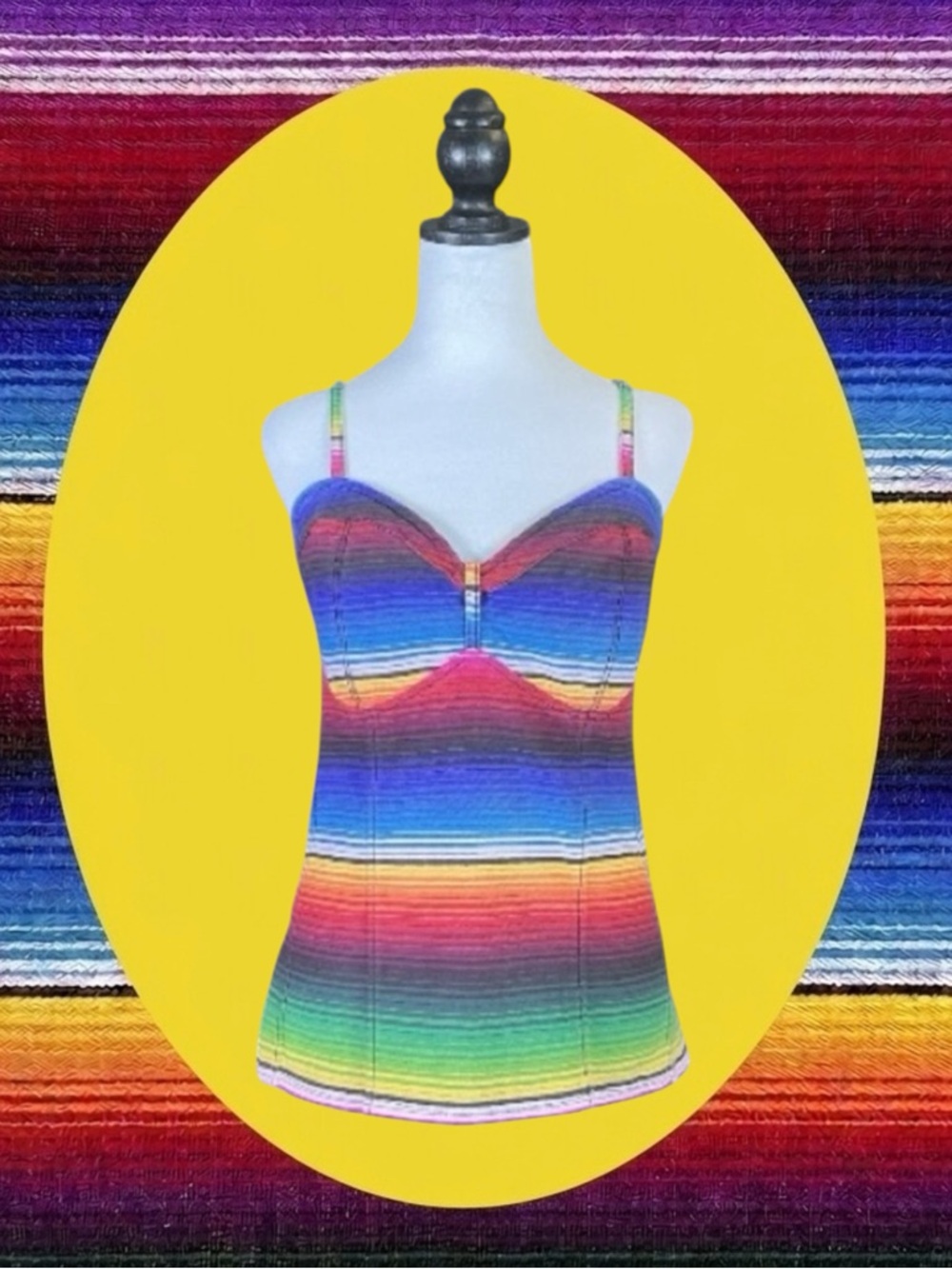 Hot Topic Royal Bones Festival Grunge Rainbow Serape Striped 100% Cotton Top XXL